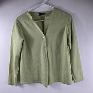 Your‎ 6th Sense Women's Green Button Front Pure New Wool Cardigan Sweater
